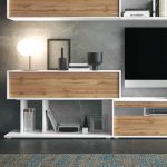 detalle mueble salon comedor moderno ibiza blanco blanco almacenaje melamina