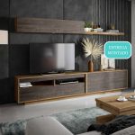modular mueble salon moderno melamina mahon 270 cm. almacenaje