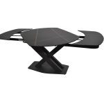 detalle giratoria porcelanico mesa comedor salon acero extensible moderna roda