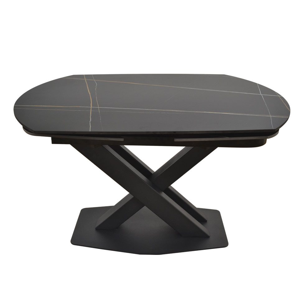 mesa comedor salon moderna roda extensible giratoria porcelanico acero