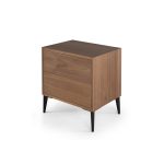 mesita noche moderna patas acero nyla cajones chapa natural laca descanso dormitorio habitación