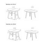 medidas mesa comedor redonda extensible martina patas metálicas hogar nordica moderna