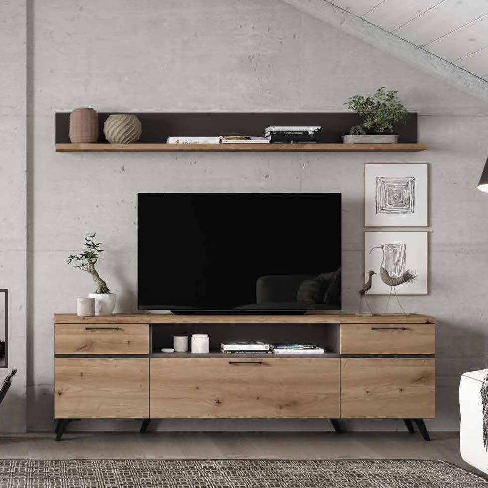 mueble salon moderno nordico patas vito cajones puerta hogar madera ramis